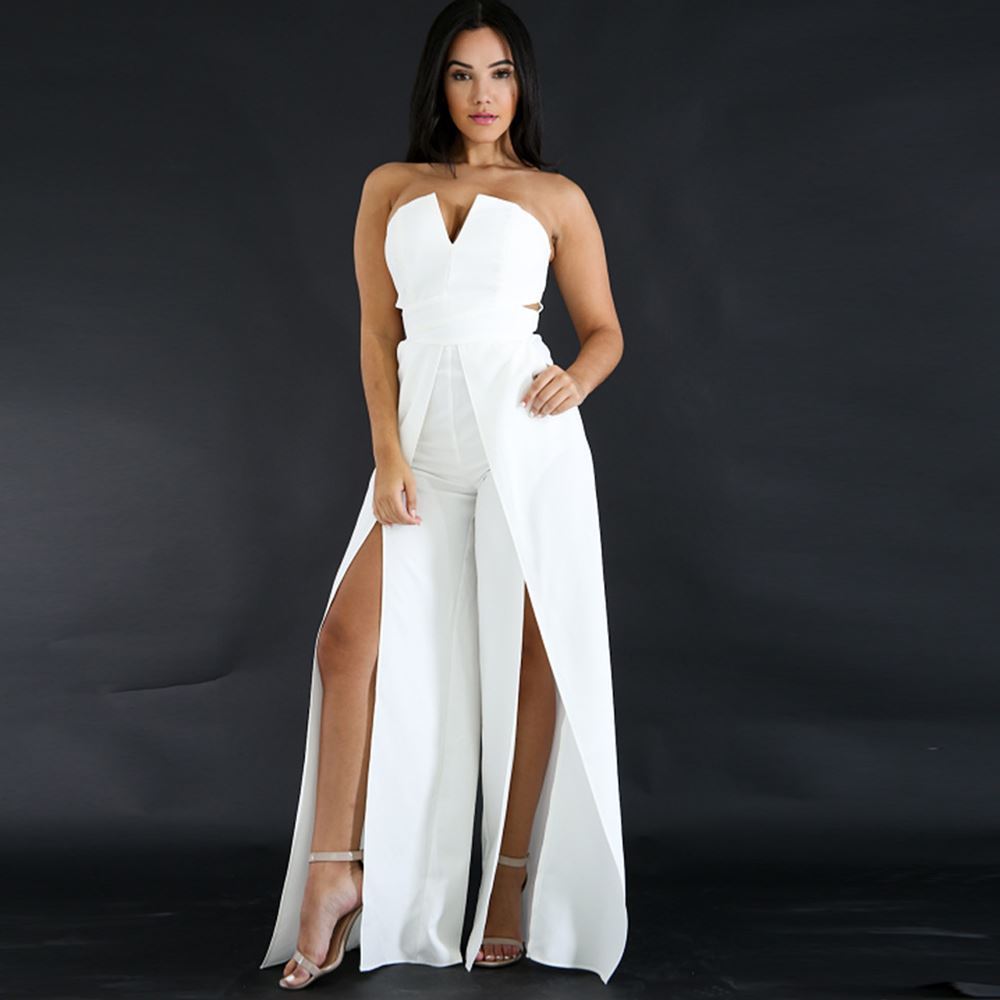 Hollow Long Jumpsuit Women – Zipper • Fitted • Split • Wide Leg